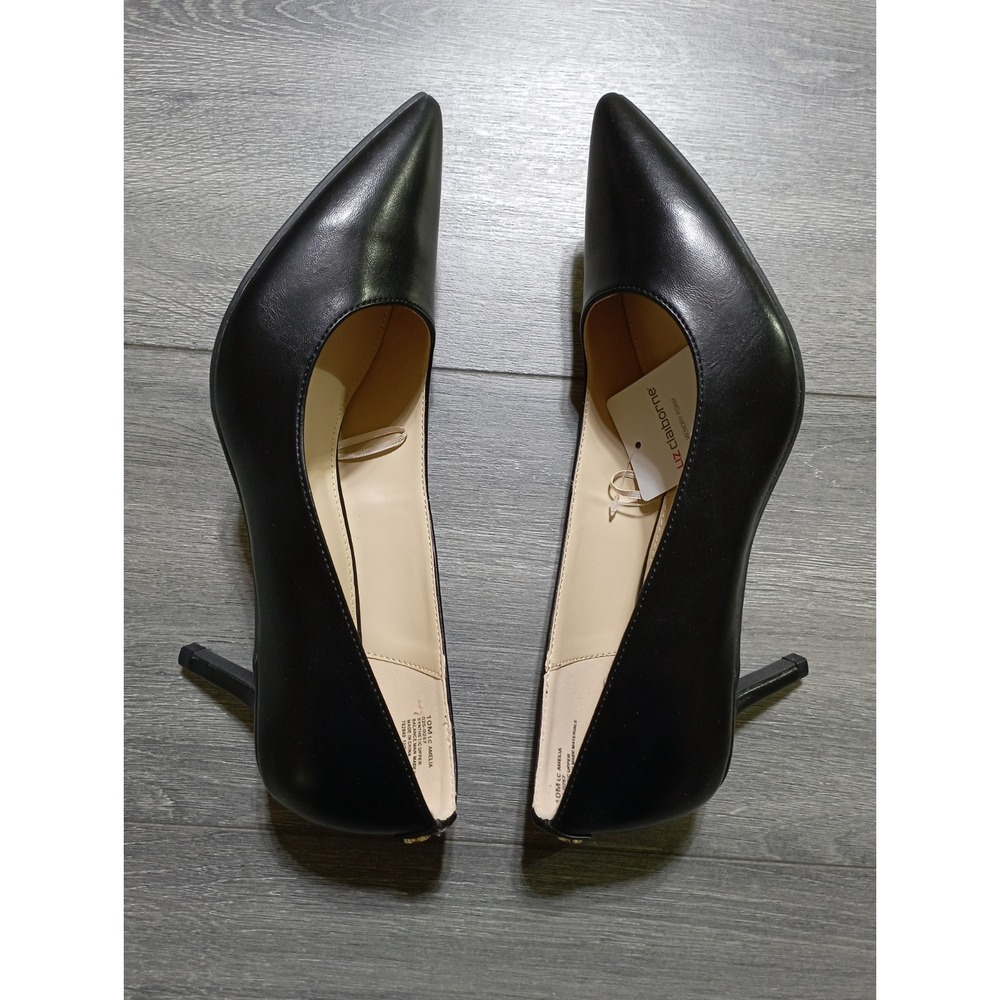 Liz Claiborne Amelia Black Pointed Toe Kitten Heel Pumps Womens Size 10M